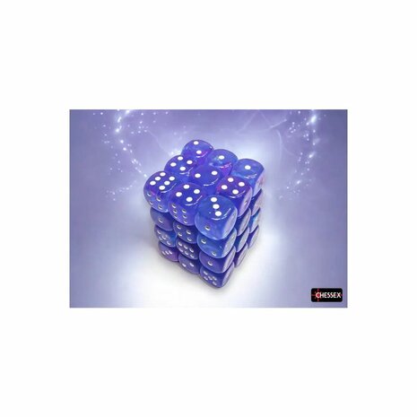 Dobbelstenen D6 (12mm) - Nebula Aura/White (36x) - Chessex