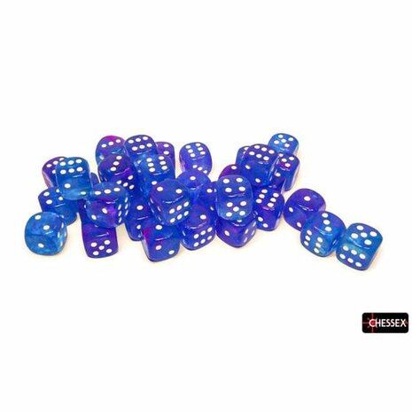 Dobbelstenen D6 (12mm) - Nebula Aura/White (36x) - Chessex