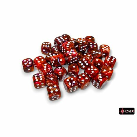 Dobbelstenen D6 (12mm) - Festive Symphony/White (36x) - Chessex