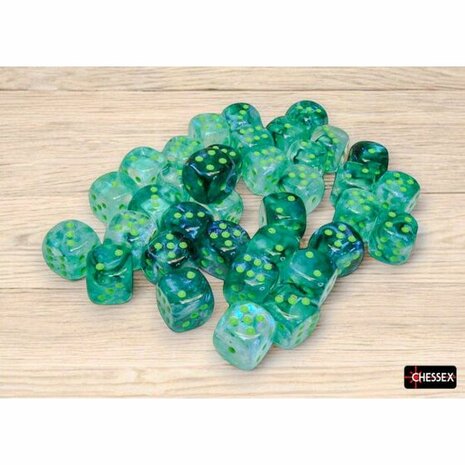 Dice D6 (12mm) - Borealis Luminary Kelp/Light Green (36x) - Chessex