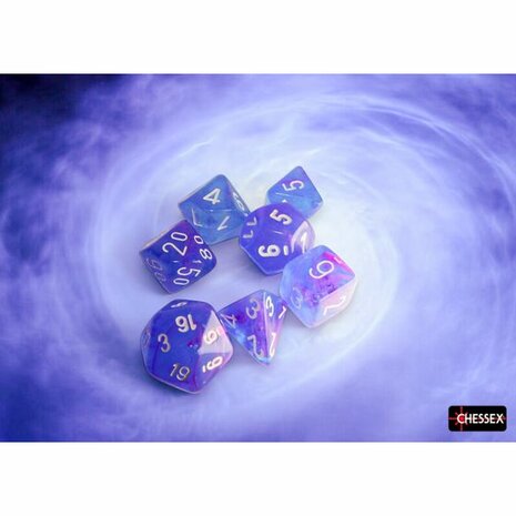 Dobbelstenen - Nebula Luminary Aura/white (7x) - Polydice - Chessex