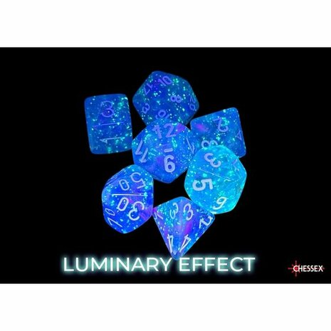 Dobbelstenen - Nebula Luminary Aura/white (7x) - Polydice - Chessex