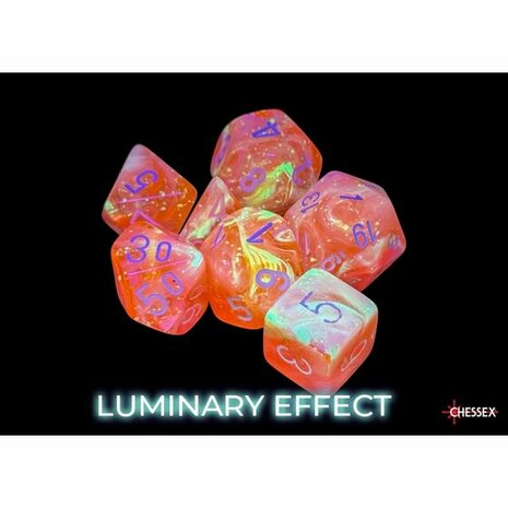 Dobbelstenen - Festive Luminary Dahlia/white (7x) - Polydice - Chessex