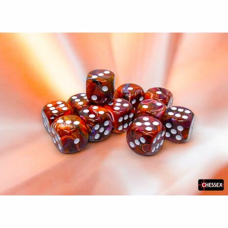 Dobbelstenen D6 (16mm) - Festive Symphony/White (12x) - Chessex