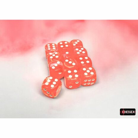 Dobbelstenen D6 (16mm) - Festive Luminary Dahlia/White (12x) - Chessex