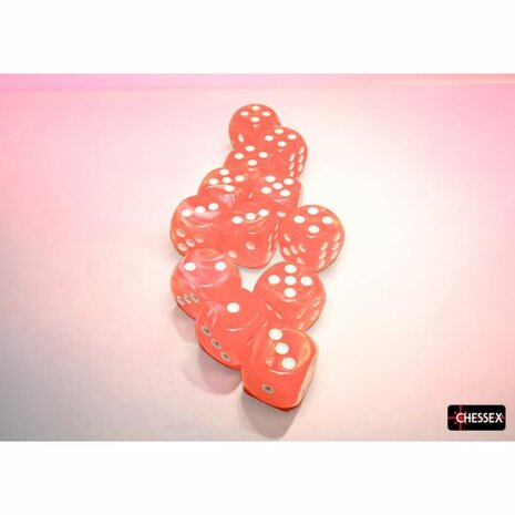 Dobbelstenen D6 (16mm) - Festive Luminary Dahlia/White (12x) - Chessex