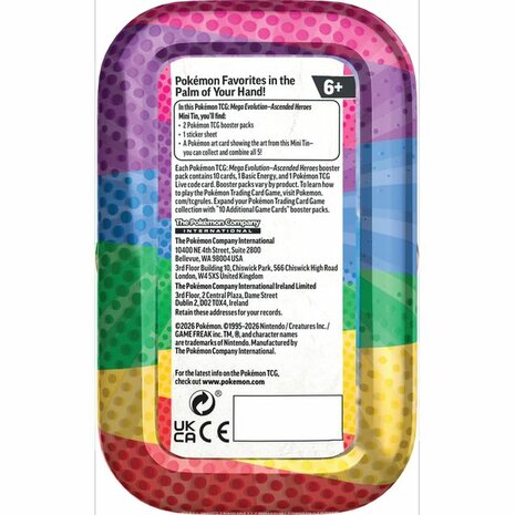 Pok&eacute;mon Mega Evolution Ascended Heroes &ndash; Mini tin (1 willekeurig geleverd) &ndash; The Pok&eacute;mon Company