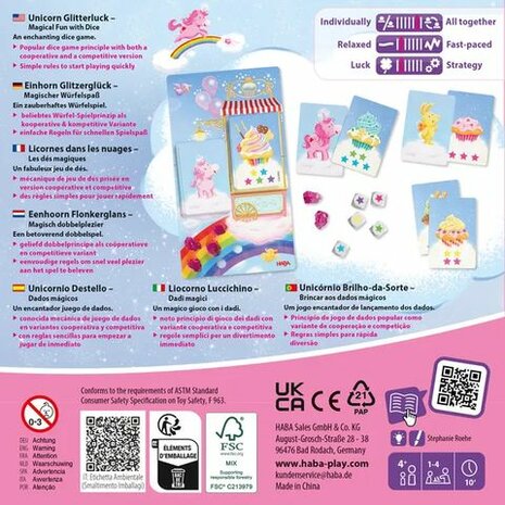 Eenhoorn Flonkerglans: Magisch Dobbelplezier (4+) &ndash; dobbelspel &ndash; Haba