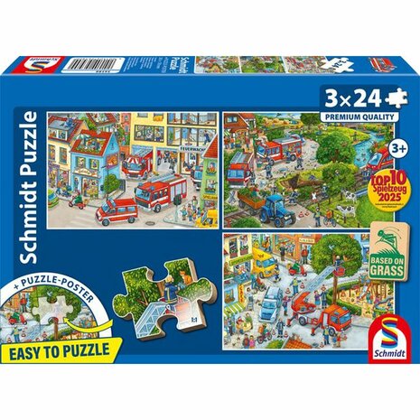 Brandweer (3x24) &ndash; Kinderpuzzel &ndash; Schmidt Spiele