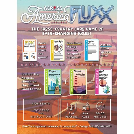 Across America Fluxx &ndash; kaartspel &ndash; Looney Labs