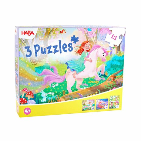 Magische Dromen: 3 Puzzels (4+) &ndash; Puzzelset met glitter &ndash; HABA