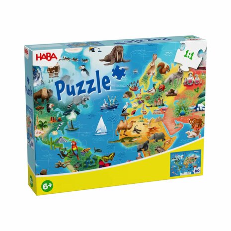 Wereldkaart (6+) &ndash; legpuzzel 100 stukjes &ndash; HABA