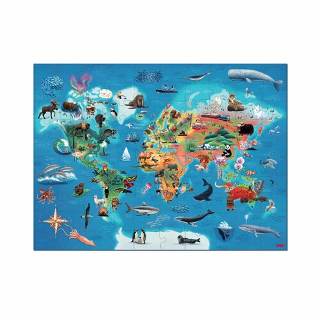 Wereldkaart (6+) &ndash; legpuzzel 100 stukjes &ndash; HABA