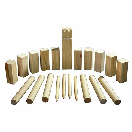 Kubb Game Grenenhout &ndash; Klassiek buitenspel met draagtas &ndash; Philos