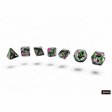 Brush Polyhedral Paintball Green (7 stuks) &ndash; Polyhedral dobbelstenen &ndash; Chessex