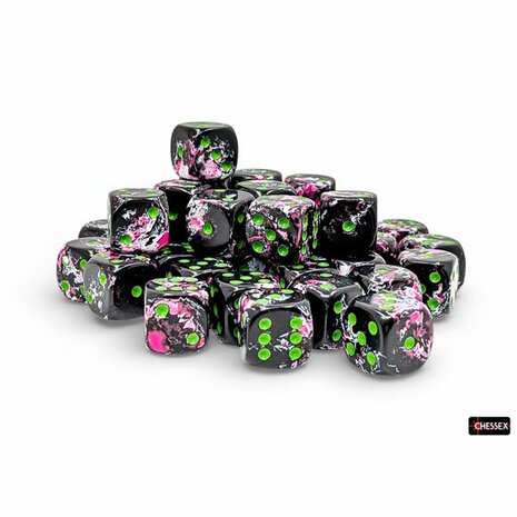 Brush Paintball Green D6 12 mm (36 stuks) &ndash; Dobbelstenen &ndash; Chessex