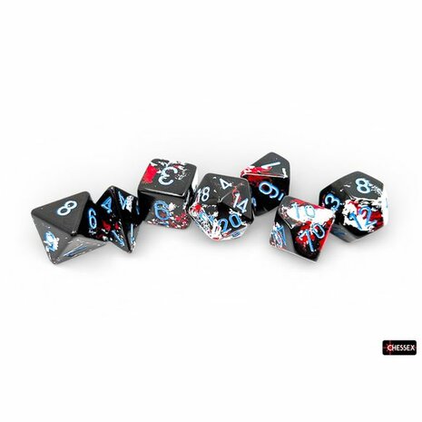 Brush Polyhedral Dark Side Blue (7 stuks) &ndash; Dobbelstenenset &ndash; Chessex