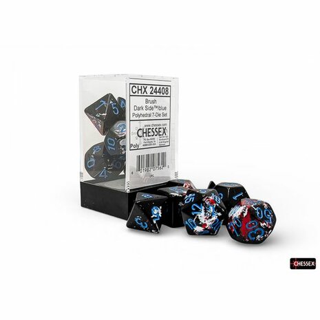 Brush Polyhedral Dark Side Blue (7 stuks) &ndash; Dobbelstenenset &ndash; Chessex