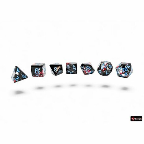 Brush Polyhedral Dark Side Blue (7 stuks) &ndash; Dobbelstenenset &ndash; Chessex