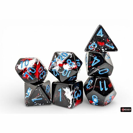 Brush Polyhedral Dark Side Blue (7 stuks) &ndash; Dobbelstenenset &ndash; Chessex