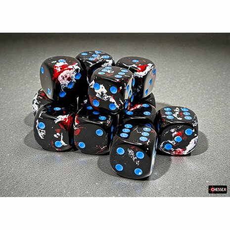 Brush Dark Side Blue D6 16mm (12 stuks) &ndash; Dobbelstenen &ndash; Chessex