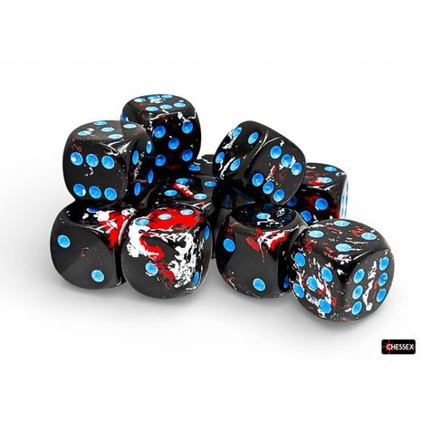 Brush Dark Side Blue D6 16mm (12 stuks) &ndash; Dobbelstenen &ndash; Chessex
