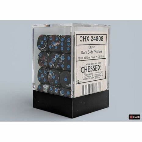 Brush Dark Side Blue D6 12mm (36 stuks) &ndash; Dobbelstenen &ndash; Chessex