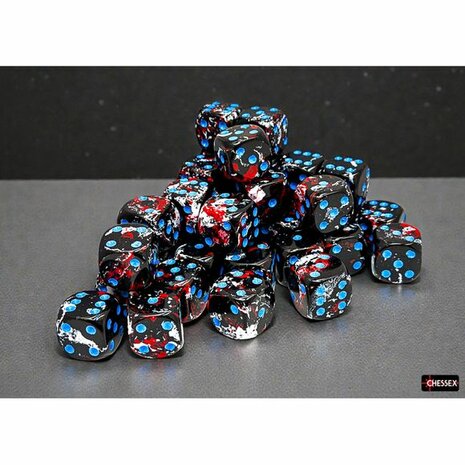 Brush Dark Side Blue D6 12mm (36 stuks) &ndash; Dobbelstenen &ndash; Chessex