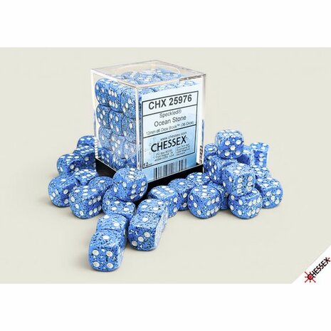 Speckled Ocean Stone D6 12mm 36 stuks &ndash; Chessex dobbelstenset