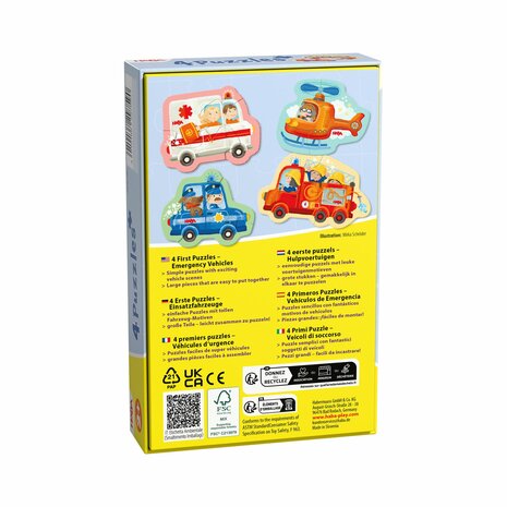 4 Eerste Puzzels: Hulpvoertuigen (2+) &ndash; Puzzelset &ndash; HABA