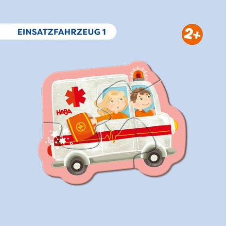 4 Eerste Puzzels: Hulpvoertuigen (2+) &ndash; Puzzelset &ndash; HABA