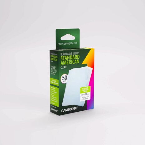 Gamegenic Prime Clear Board Game Sleeves Standard American 59x91mm (50)