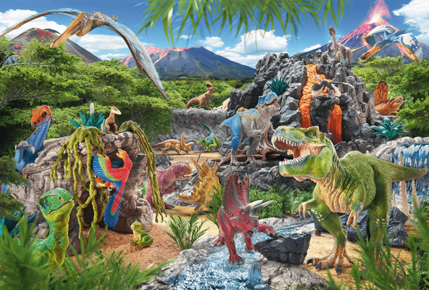 In het rijk van de Dinosauriers - Puzzel (100) [+ 2 GRATIS SCHLEICH MINIATUREN]