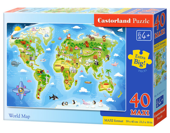 Wereldkaart - Puzzel (40MAXI)