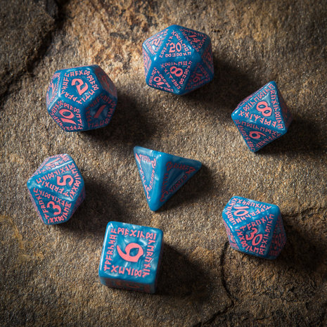 Runic RPG Dice Set Glacier & Pink (7 stuks)