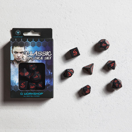Dobbelstenen Classic RPG Dice Set Black/Red (7 stuks)