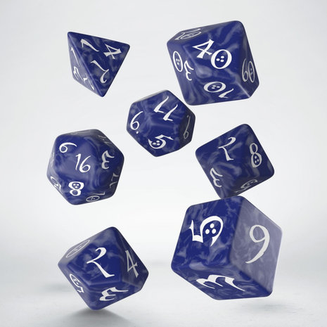 Dobbelstenen Classic RPG Dice Set Cobalt/White (7 stuks)