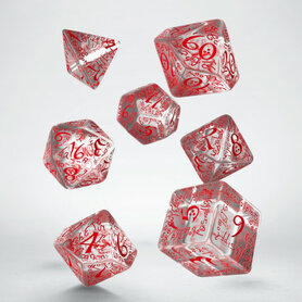 Elvish RPG Dice Set Translucent & Red (7)