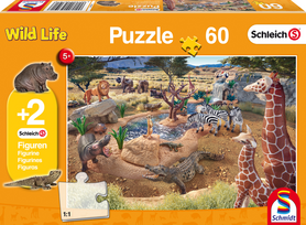 Bij de drinkplaats - Puzzel (60) [+ 2 GRATIS SCHLEICH FIGUREN]