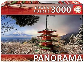 Mount Fuji and Chureito Pagoda, Japan - Panorama Puzzel (3000)