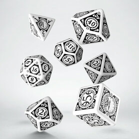 Steampunk Clockwork Dice Set White & Black (7)