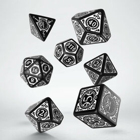 Steampunk Clockwork Dice Set Black & White (7)