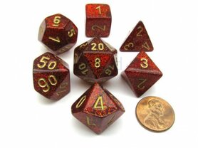 Glitter Ruby Red/Gold Polydice (7)