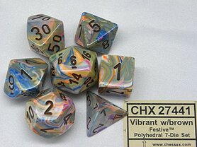 Festive Vibrant/Brown Polydice (7)