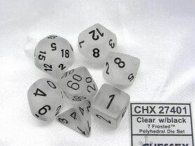 Frosted Clear/Black Polydice (7)