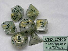 Marble Green/Dark Green Polydice (7)