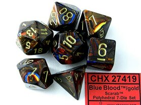 Scarab Blue Blood/Gold Polydice (7)