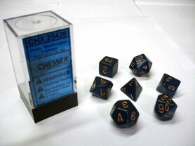 Opaque Dusty Blue/Copper Polydice (7)