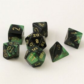 Gemini Black-Green/Gold Polydice (7)