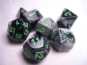 Gemini Black-Grey/Green Polydice (7)